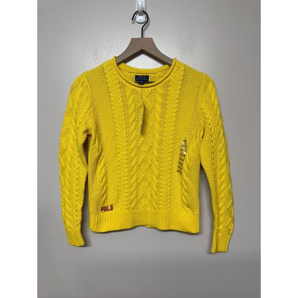 NEW w tags  Polo Ralph Lauren Aran knit cotton Sweater Size L 12-14‎ big girls